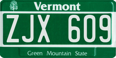 VT license plate ZJX609
