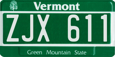 VT license plate ZJX611