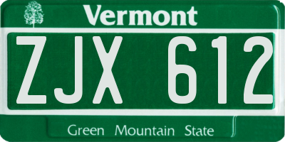 VT license plate ZJX612