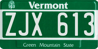 VT license plate ZJX613
