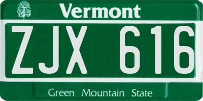 VT license plate ZJX616