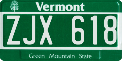 VT license plate ZJX618