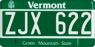 VT license plate ZJX622