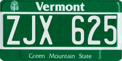 VT license plate ZJX625