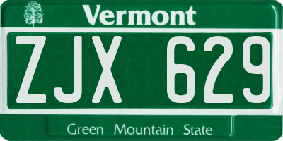 VT license plate ZJX629