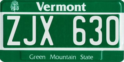 VT license plate ZJX630