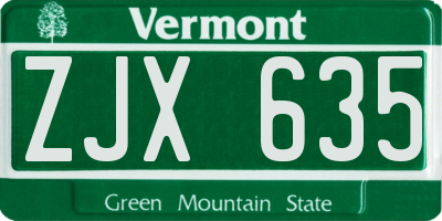VT license plate ZJX635