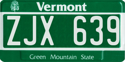 VT license plate ZJX639