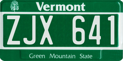 VT license plate ZJX641