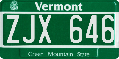VT license plate ZJX646