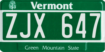 VT license plate ZJX647
