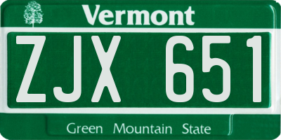 VT license plate ZJX651
