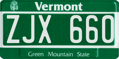 VT license plate ZJX660