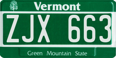 VT license plate ZJX663