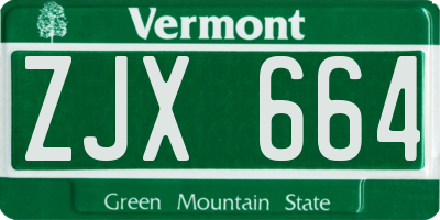 VT license plate ZJX664