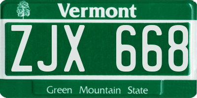 VT license plate ZJX668