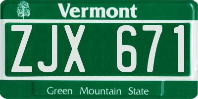 VT license plate ZJX671