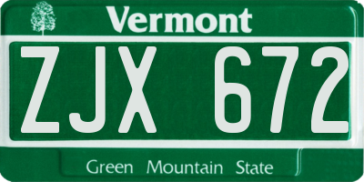VT license plate ZJX672