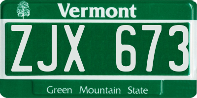 VT license plate ZJX673