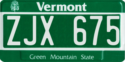 VT license plate ZJX675