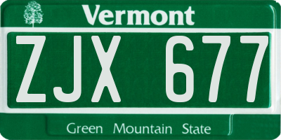 VT license plate ZJX677