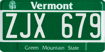 VT license plate ZJX679