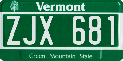 VT license plate ZJX681