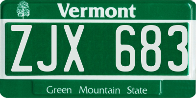 VT license plate ZJX683