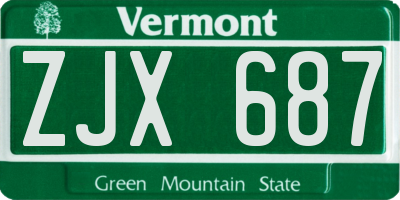 VT license plate ZJX687