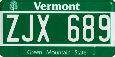 VT license plate ZJX689