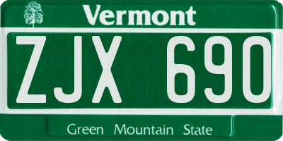 VT license plate ZJX690