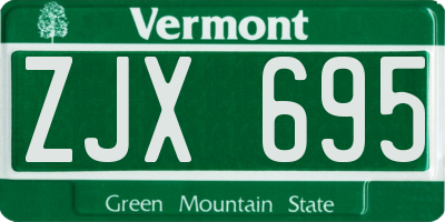 VT license plate ZJX695