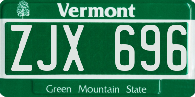 VT license plate ZJX696