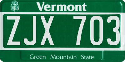 VT license plate ZJX703