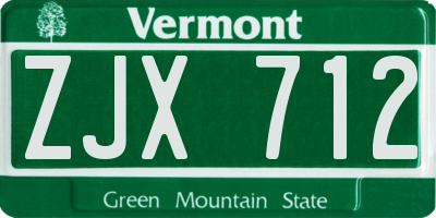 VT license plate ZJX712