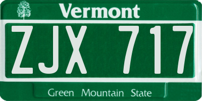 VT license plate ZJX717