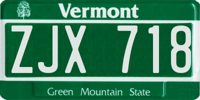 VT license plate ZJX718