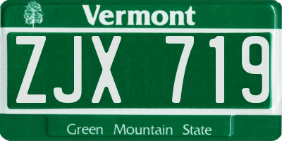 VT license plate ZJX719