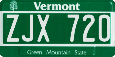 VT license plate ZJX720
