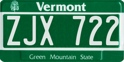 VT license plate ZJX722