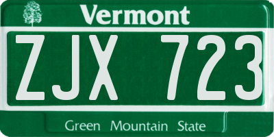VT license plate ZJX723