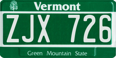 VT license plate ZJX726