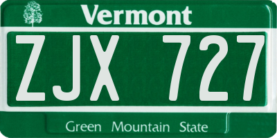 VT license plate ZJX727