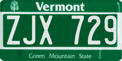 VT license plate ZJX729
