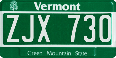 VT license plate ZJX730
