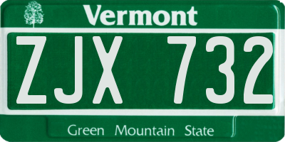 VT license plate ZJX732