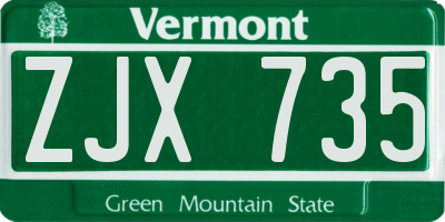 VT license plate ZJX735