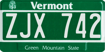 VT license plate ZJX742