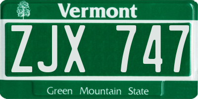 VT license plate ZJX747