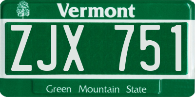 VT license plate ZJX751